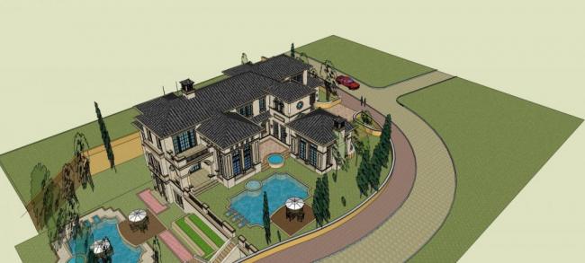 Sketchup别墅模型|独栋别墅，欧式，古典风格