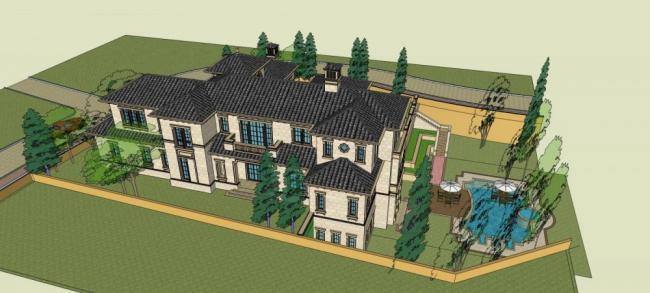 Sketchup别墅模型|独栋别墅，欧式，古典风格