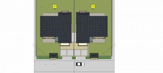 Sketchup别墅模型|双拼别墅，新中式风格，多层，居住建筑
