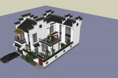 Sketchup别墅模型|独栋别墅，中式风格-BIM建筑网