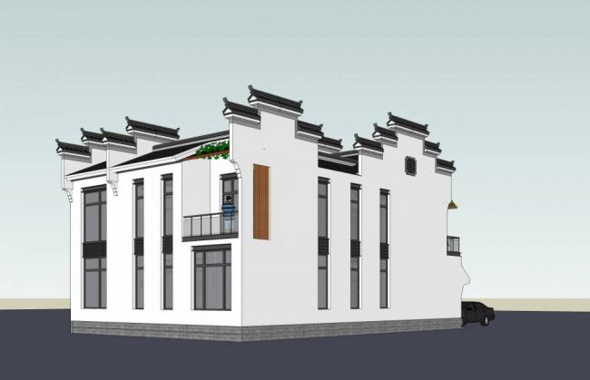 Sketchup别墅模型|独栋别墅，中式风格