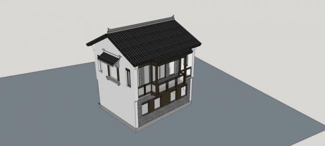 Sketchup别墅模型|独栋别墅，中式风格，多层，居住建筑