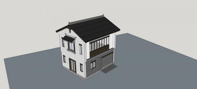 Sketchup别墅模型|独栋别墅，中式风格，多层，居住建筑
