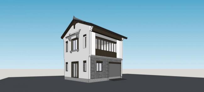 Sketchup别墅模型|独栋别墅，中式风格，多层，居住建筑
