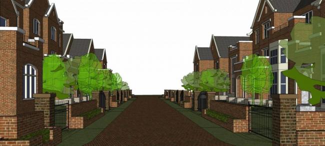 Sketchup别墅模型|英式风格，多层别墅群，居住建筑，双拼别墅，坡屋顶