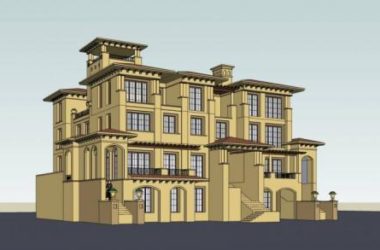 Sketchup别墅模型|叠拼别墅，西班牙风格，地中海-BIM建筑网