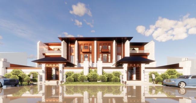 Sketchup别墅模型|联排别墅，中式风格