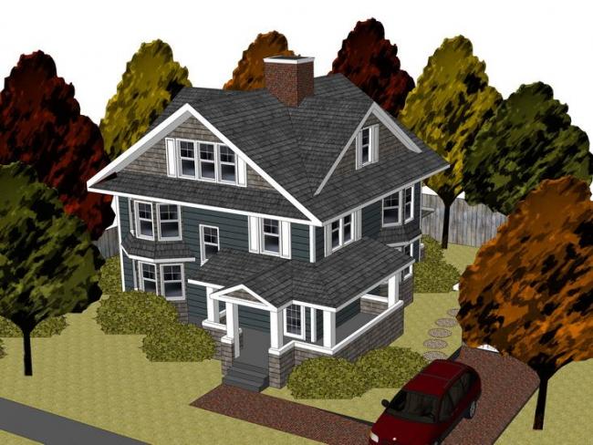 Sketchup别墅模型|美式别墅，北美，欧式别墅