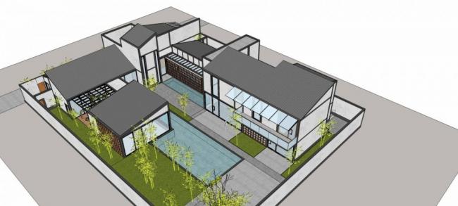 Sketchup别墅模型|庭院别墅，新中式风格