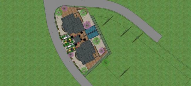 Sketchup别墅模型|双拼别墅，欧式古典风格