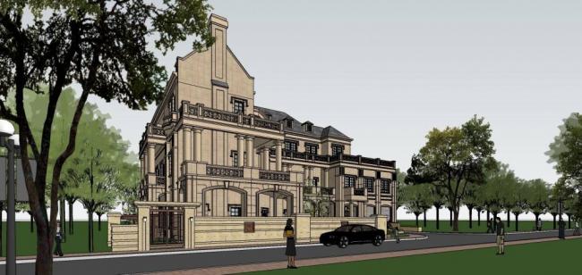 Sketchup别墅模型|独栋别墅，法式古典风格