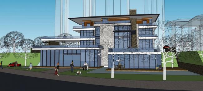 Sketchup别墅模型|独栋别墅，现代风格