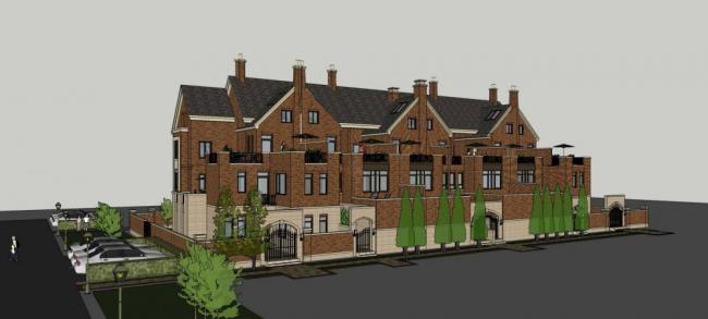 Sketchup别墅模型|联排别墅，英式，古典风格