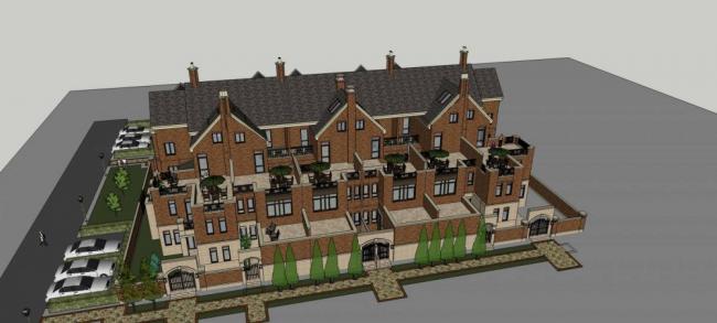 Sketchup别墅模型|联排别墅，英式，古典风格