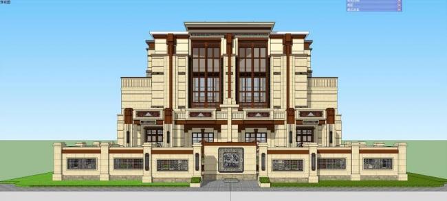 Sketchup别墅模型|中式风格，别墅联排，山地