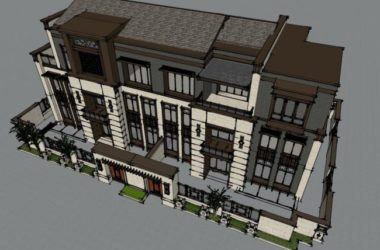 Sketchup别墅模型|双拼别墅，中式风格-BIM建筑网