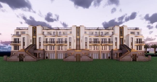 Sketchup别墅模型|联排别墅，新古典风格