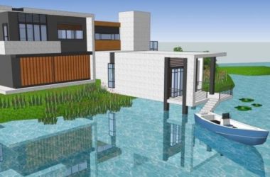 Sketchup别墅模型|山地临湖别墅,现代风格-BIM建筑网