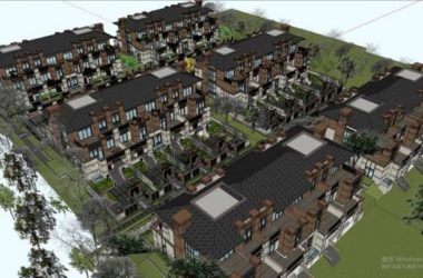 Sketchup别墅模型|联排别墅,居住建筑,古典风格-BIM建筑网