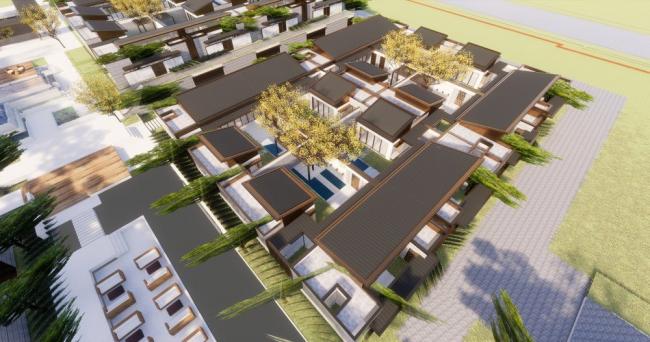 Sketchup别墅模型|联排别墅群，现代风格