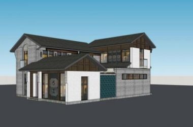 Sketchup别墅模型|独栋别墅,中式风格-BIM建筑网