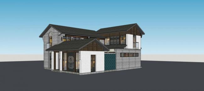 Sketchup别墅模型|独栋别墅，中式风格