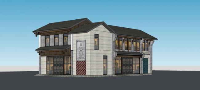 Sketchup别墅模型|独栋别墅，中式风格