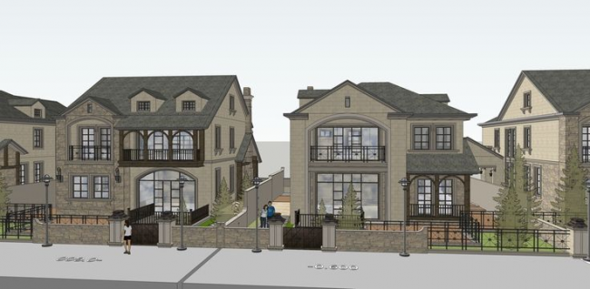 Sketchup别墅模型|独栋别墅群，法式新古典风格