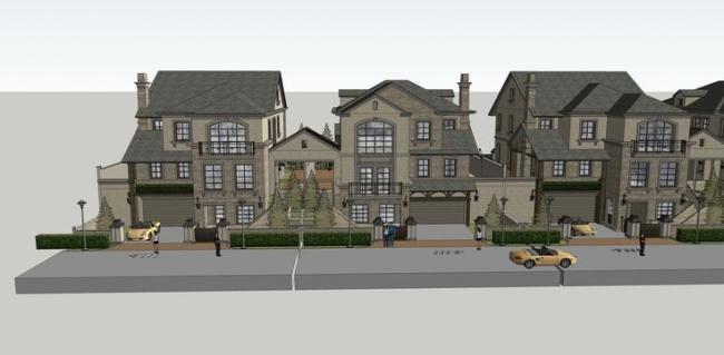 Sketchup别墅模型|独栋别墅群，法式新古典风格