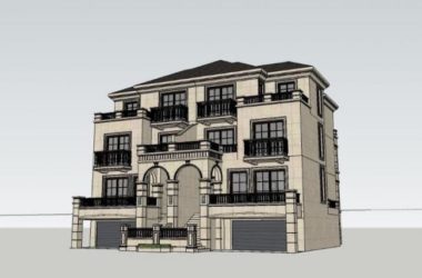 Sketchup别墅模型|双拼别墅,欧式古典风格,大华西溪风情-BIM建筑网