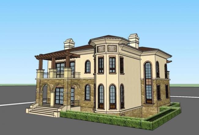 Sketchup别墅模型|独栋别墅，西班牙，地中海，欧式古典风格