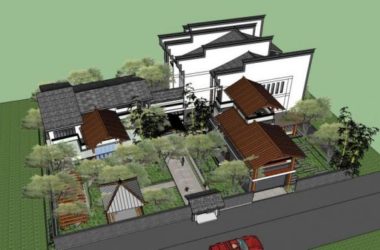 Sketchup别墅模型|独栋别墅,徽派,庭院,中式风格-BIM建筑网
