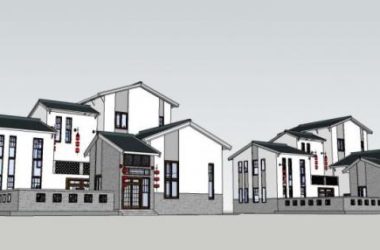 Sketchup别墅模型|坡顶院墅,独栋别墅,中式风格-BIM建筑网