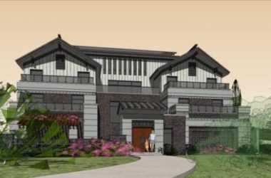 Sketchup别墅模型|独栋别墅,中式风格-BIM建筑网