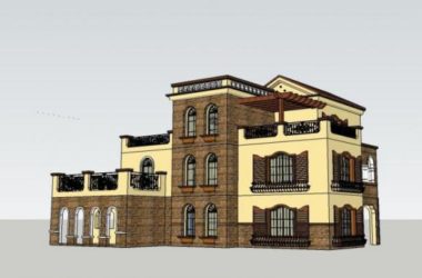 Sketchup别墅模型|独栋别墅，西班牙风格，古典风格-BIM建筑网