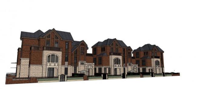 Sketchup别墅模型|五拼别墅，英式古典风格