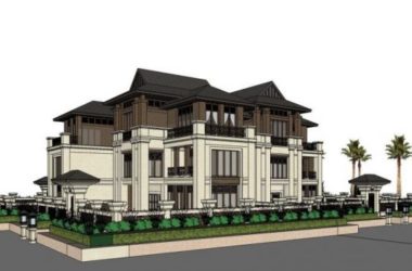 Sketchup别墅模型|独栋别墅，东南亚风格-BIM建筑网