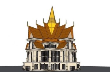 Sketchup别墅模型|独栋别墅，泰式风格-BIM建筑网