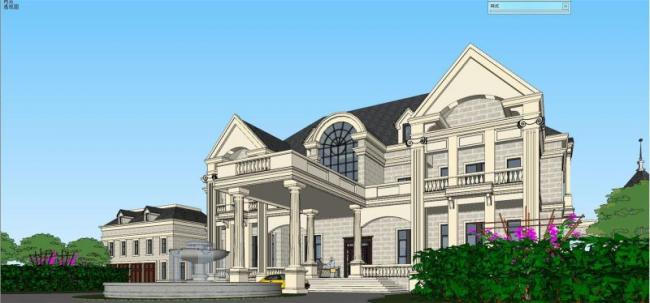 Sketchup别墅模型|独栋别墅，法式古典风格