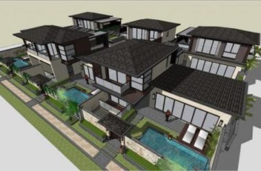 Sketchup别墅模型|联排别墅，新中式风格，居住建筑-BIM建筑网