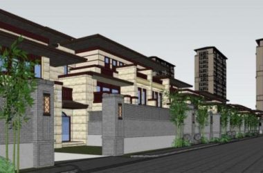 Sketchup别墅模型|联排别墅，新中式风格，居住建筑-BIM建筑网