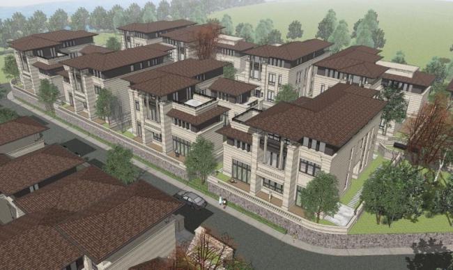 Sketchup别墅模型|联排别墅，ArtDeco风格，古典风格