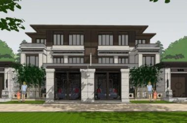 Sketchup别墅模型|联排别墅，新亚洲风格-BIM建筑网