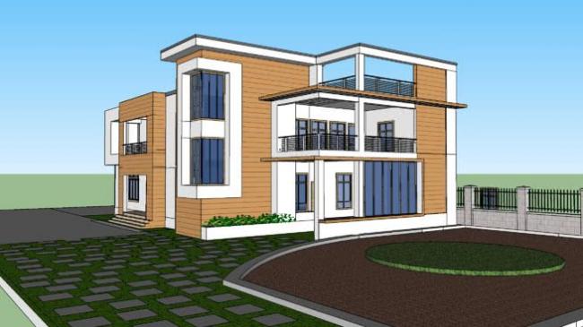 Sketchup别墅模型|独栋别墅，现代风格