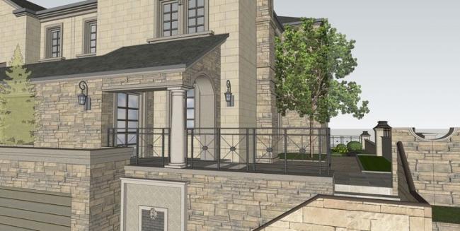 Sketchup别墅模型|双拼别墅，法式古典风格