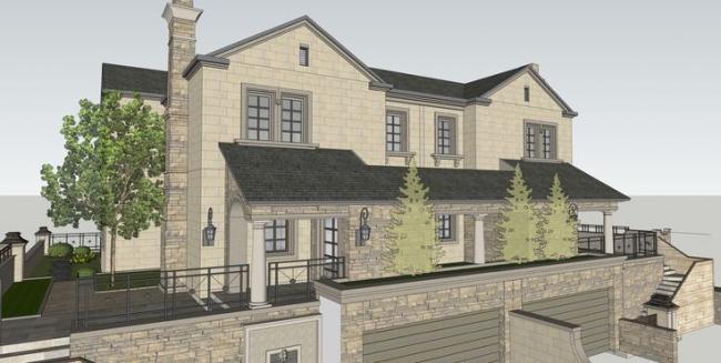 Sketchup别墅模型|双拼别墅，法式古典风格