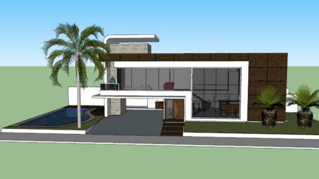 Sketchup别墅模型|独栋别墅，现代风格