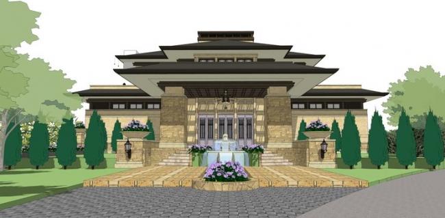 Sketchup别墅模型|叠拼别墅，田园法式古典风格