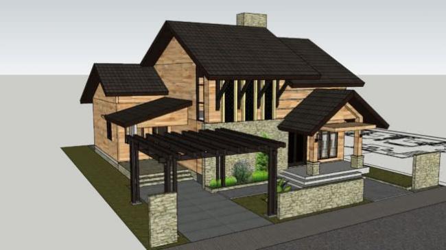 Sketchup别墅模型|独栋别墅，古典风格