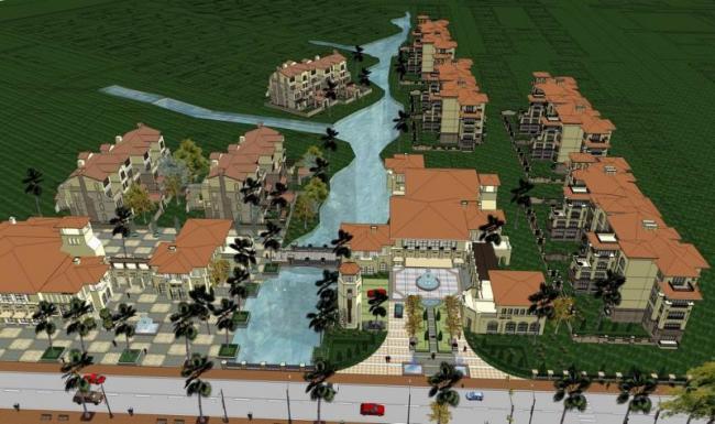 Sketchup别墅模型|叠拼别墅，多层洋房，多层商业街，西班牙风格，古典风格